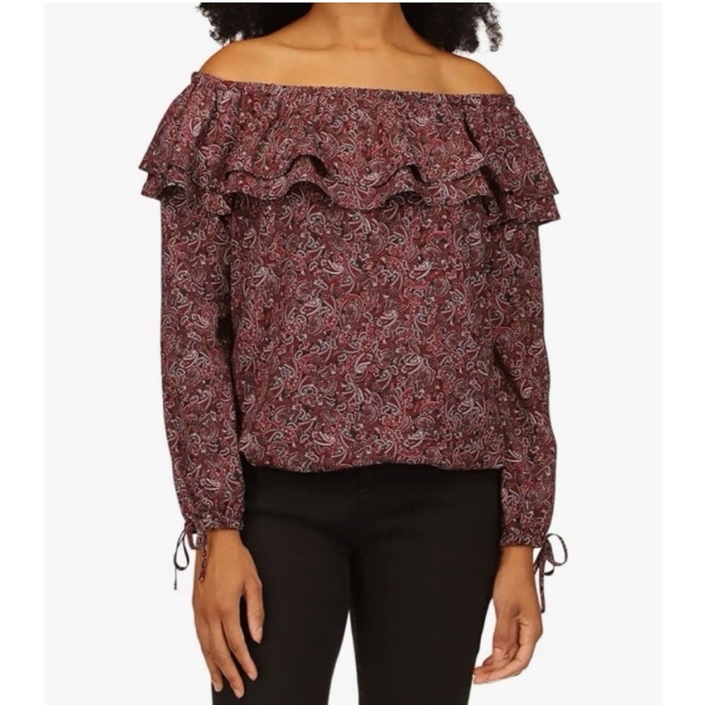 NWT Michael Kors Pop Paisley Off The Shoulder Top